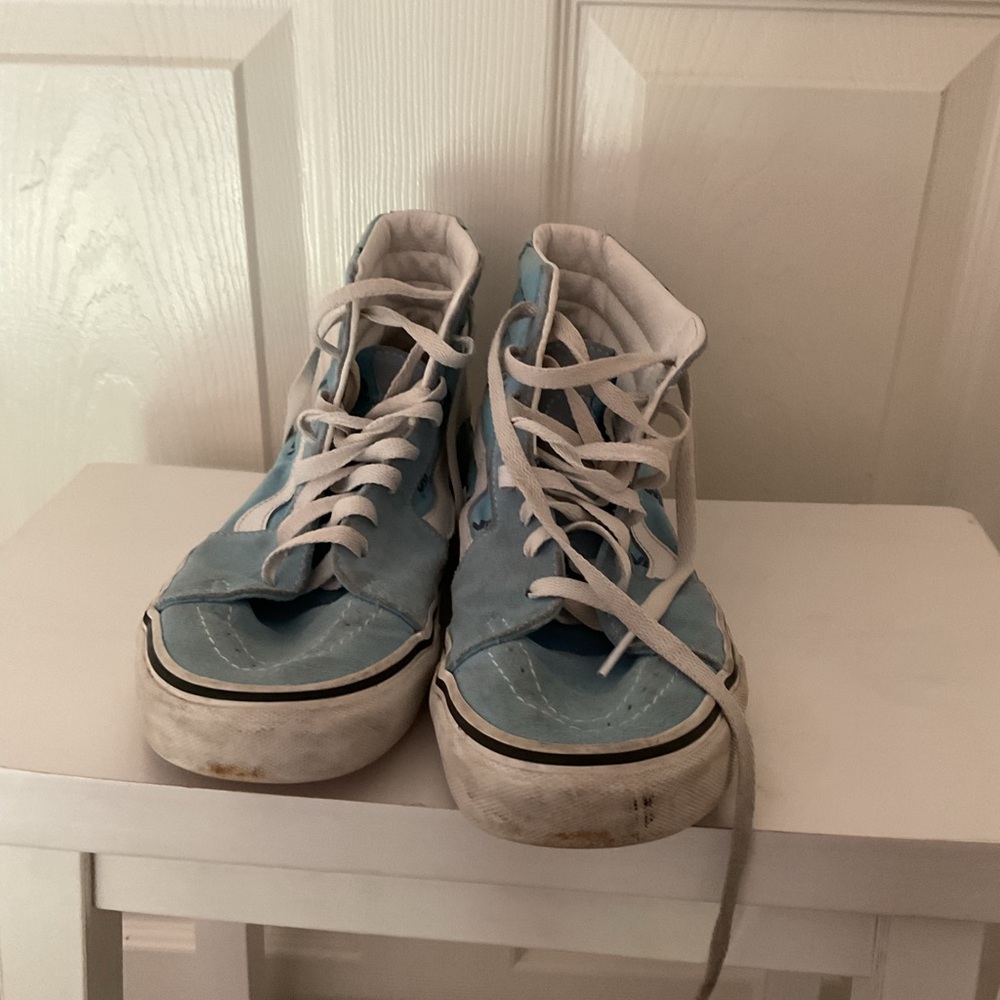 Vans Blue and White High-Top Sneakers